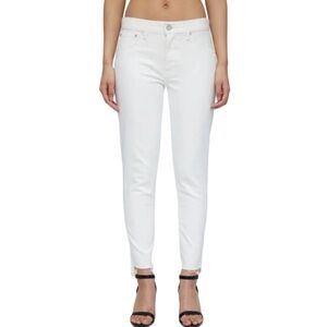Moussy Vintage MV Buffalo Skinny White Mid Rise Fray Step Cut Hem Jean Size 30